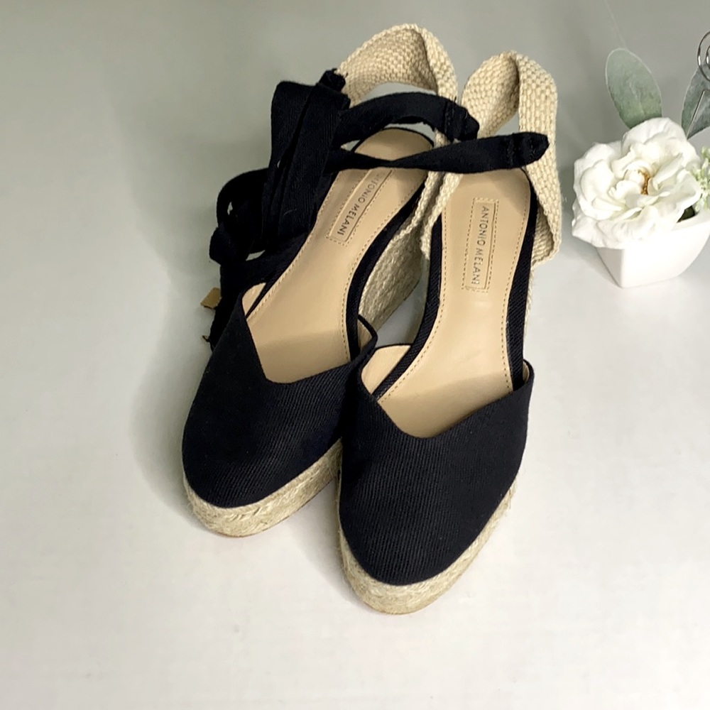 Antonio Melani Canvas Wrap Espadrille Wedges NWOB.  #29